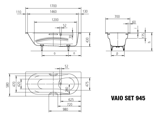 Kaldewei Badewanne VAIO SET STAR-945 170x70cm, Perl-Effekt, SÜL, Vollantislip, manhattan Kaldewei Badewanne VAIO SET STAR-945 170x70cm, Perl-Effekt, SÜL, Vollantislip, manhattan