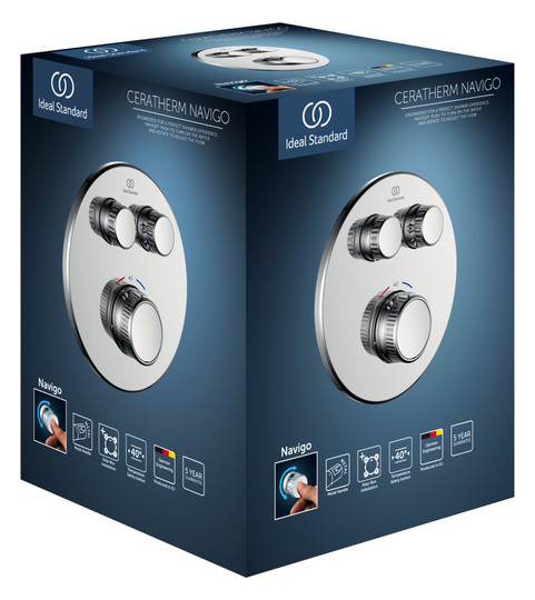 Ideal-Standard Fertigmontageset CeraTherm Navigo rund, 2 Entnahmen, für UP-Brausethermostat, Chrom
