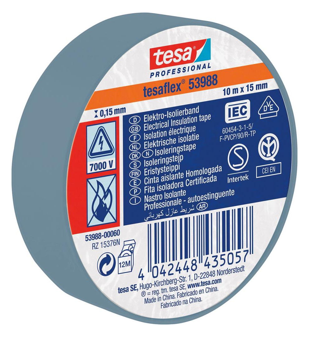 Bild PVC-Elektroisolierband 20m x 19mm, hellg rau - tesa-0