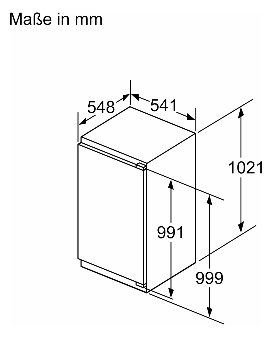 Kühlschrank EB E 132/15l N1025mm integr Dekor mit Zubehör möglich fest 145kwh ws