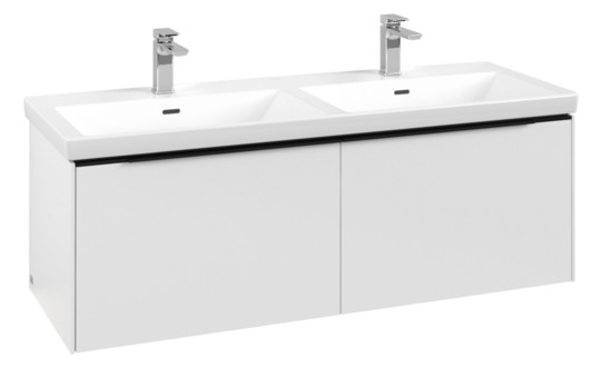 V&B Waschtisch-Unterschrank Subway 3.0 127,2x42,9x47,8cm, mit LED/Griff Volcano black, pure white