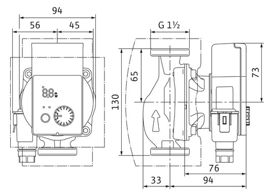 Wilo Hocheffizienz-Pumpe Yonos PICO plus 25/1-6-130, G 1 1/2, 230 V, 50/60 Hz