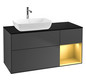 V&B Waschtisch-Unterschrank Finion 120cm, Abdeckplatte black matt, Regal Gold matt lacquer, Anthracite matt