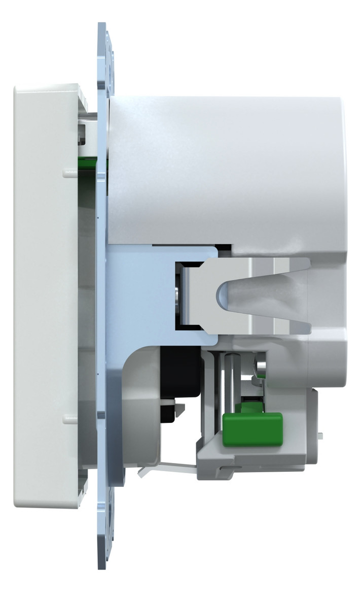 Steckdose 1f akws glz 2USB-A UP m.BS USB IP20 aktivweiß Schutzkontakt Typ F/USB