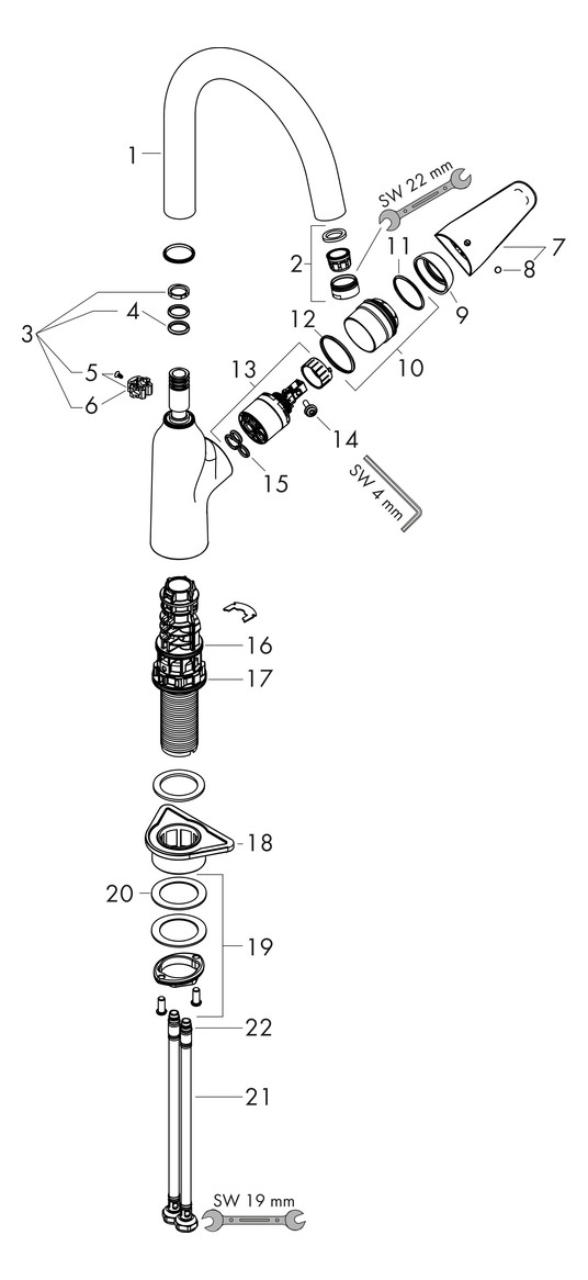 hansgrohe Spültisch-Einhebelmischer 220 Focus M42 1jet, Edelstahl-Optik