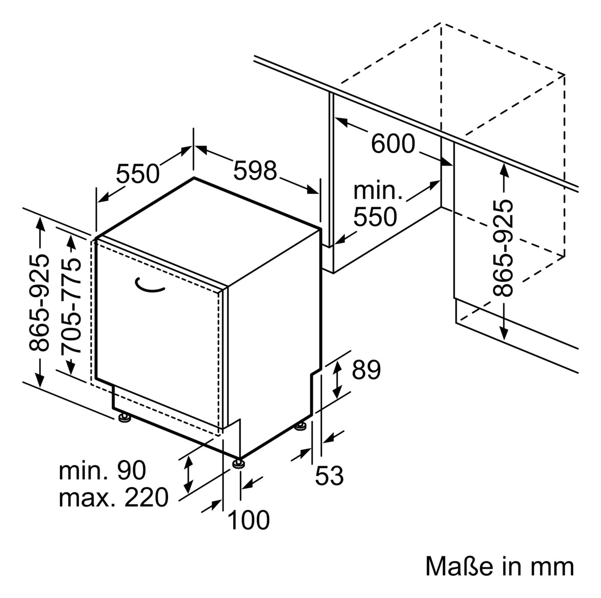 Geschirrspüler B vollint B598mm 8prog 40dB BestSchub 865mm/o.Pl 14Gedecke
