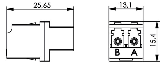 LWL-Kupplung LC-D LC-D Singlemode und bl Kst Keramik einrasten
