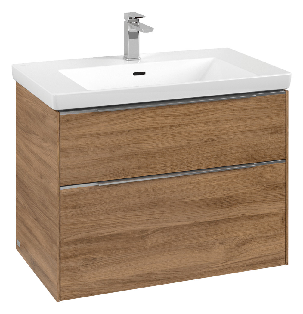 V&B Waschtisch-Unterschrank Subway 3.0 77,2x57,6x47,8cm, mit LED/Griff Aluminium glänzend, kansas oak
