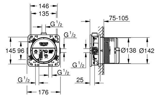 GROHE UP-Grundkörper Rapido Smartbox 1/2", Universal