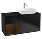 V&B Waschtisch-Unterschrank Finion 120cm, Abdeckplatte black matt, Regal Walnut Veneer, Black matt lacquer