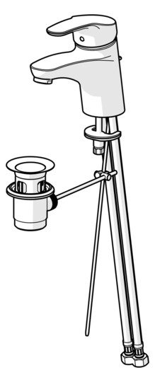 HANSA Waschtisch-Einhebelmischer HANSAMIX mit Ablaufgarnitur, flexible Druckschläuche, Ausladung 141 mm, chrom