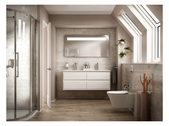 Ideal-Standard Waschtisch-Einhebelmischer Tesi Grande Ausladung 123mm, verchromt, mit Metall-Ablaufgarnitur