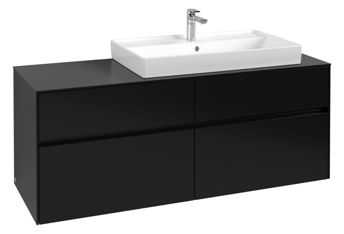 V&B Waschtischunterschrank Collaro 140x54,8x50cm, Waschtisch rechts, black matt laquer