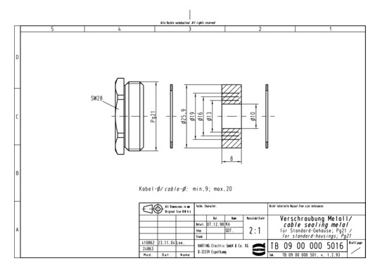 HART Verschraubung Pg21      09000005016 