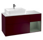 V&B Waschtisch-Unterschrank Finion 120cm, Abdeckplatte white matt, Regal rechts Olive Matt Lacquer, Peony Matt