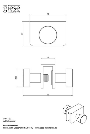 Giese Hakenleiste Sky mit 2 Haken, 40x27x55mm, verchromt