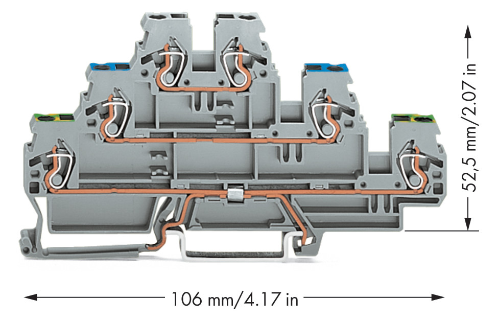 Reihenklemme 0,08-4qmm Serie 870 3Etagen 2kl gr 24A Hutschiene TH35
