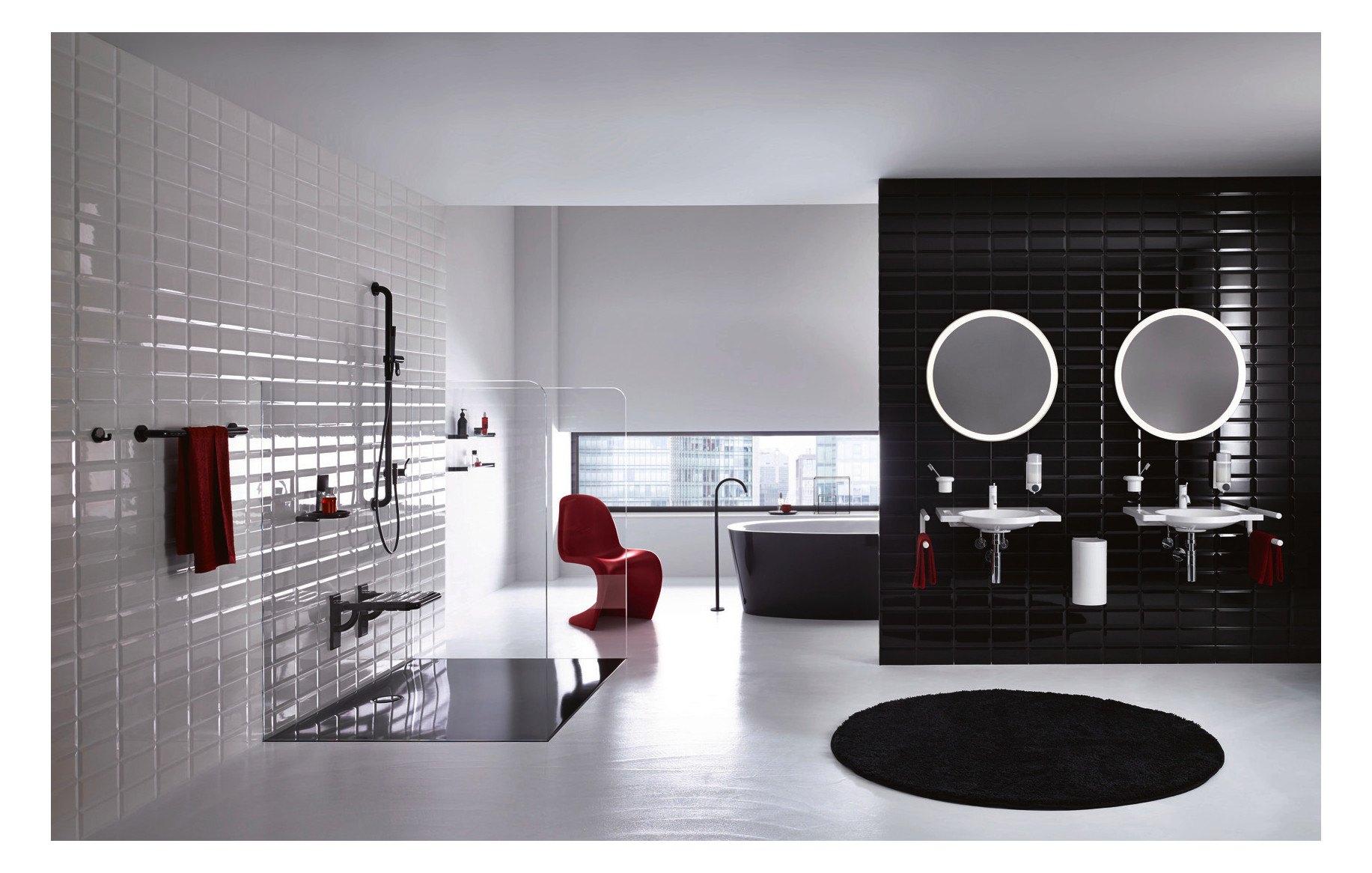 HEWI Badetuchhalter 477 457 mm, anthrazitgrau, Rosetten d&#x3D; 60mm