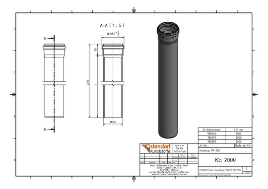 Ostendorf KG2000 Rohr SN 16 EM DN/OD 160, 1000 mm