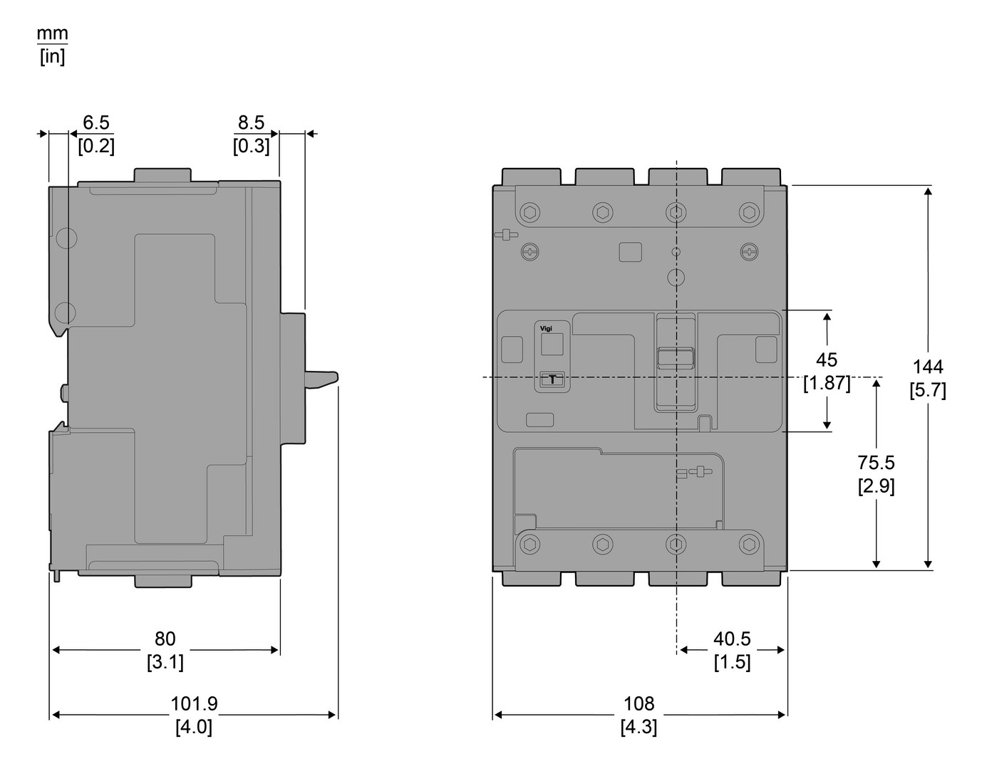 Leistungsschalter 100A 4p 40-100A/In IP40 Einb Festeinbau Schraub