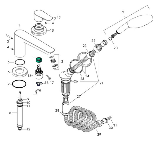 hansgrohe Fertigmontageset Talis E 3-Loch-Wannenrandarmatur, chrom