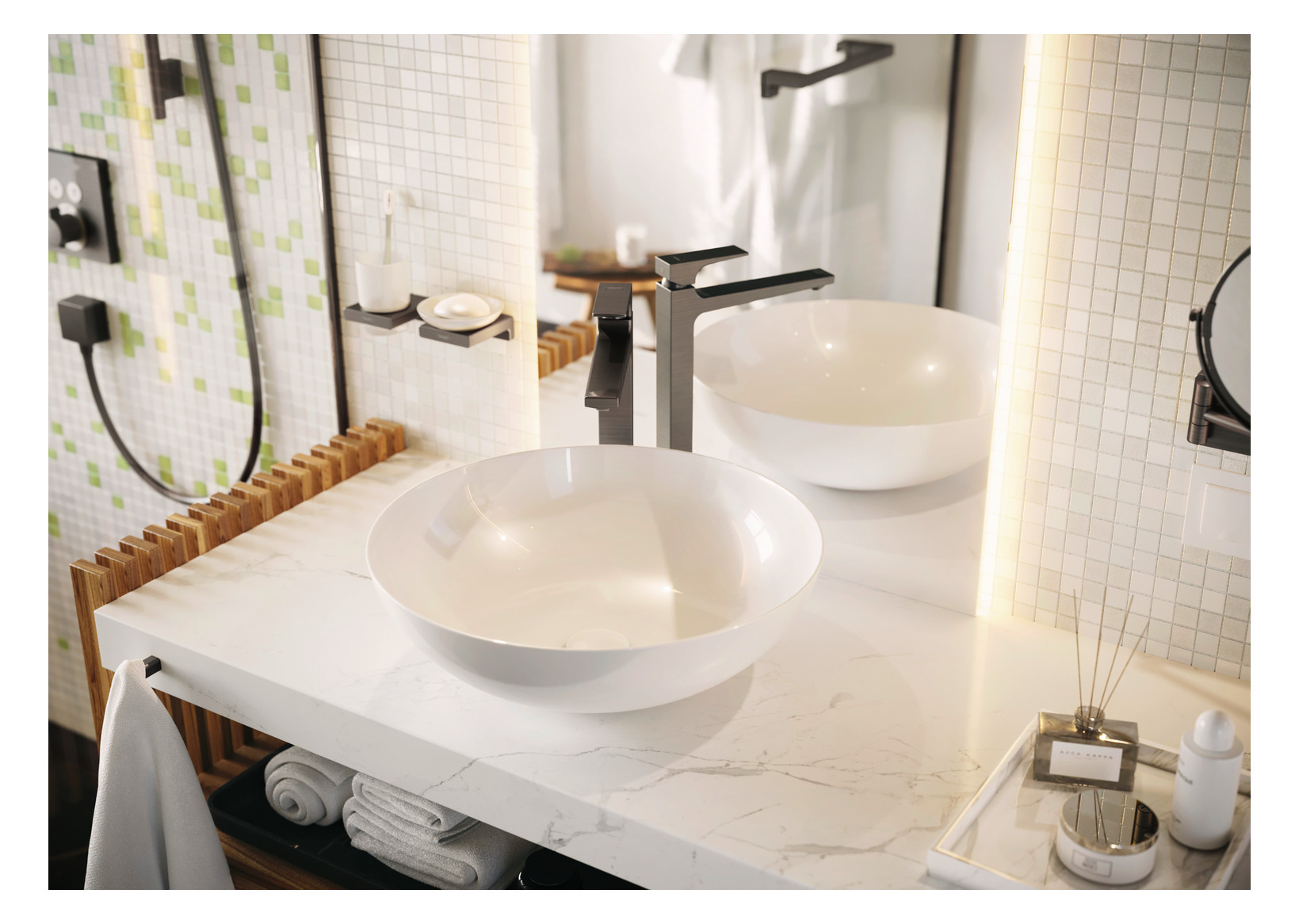 hansgrohe Fertigmontageset ShowerSelect UP-Thermostat, 2 Verbraucher, brushed black chrome