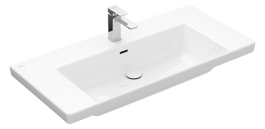 V&B Schrank-Waschtisch Subway 3.0 100x47cm, eckig, mit 1 Hahnloch/ohne Überlauf, stone white C-plus