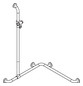 HEWI Duschhandlauf 801 762/762 x 1250 mm, lichtgrau, suizidhemmend
