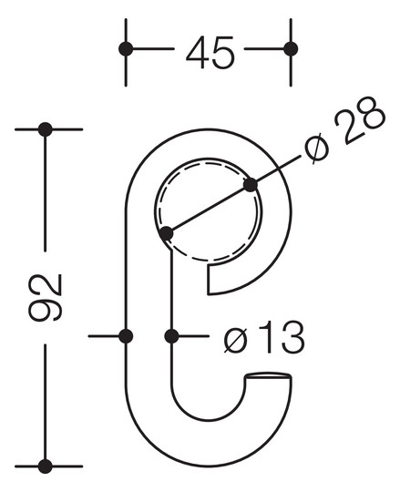 HEWI Haken 477 92x45mm, zum Aufschieben, umbra