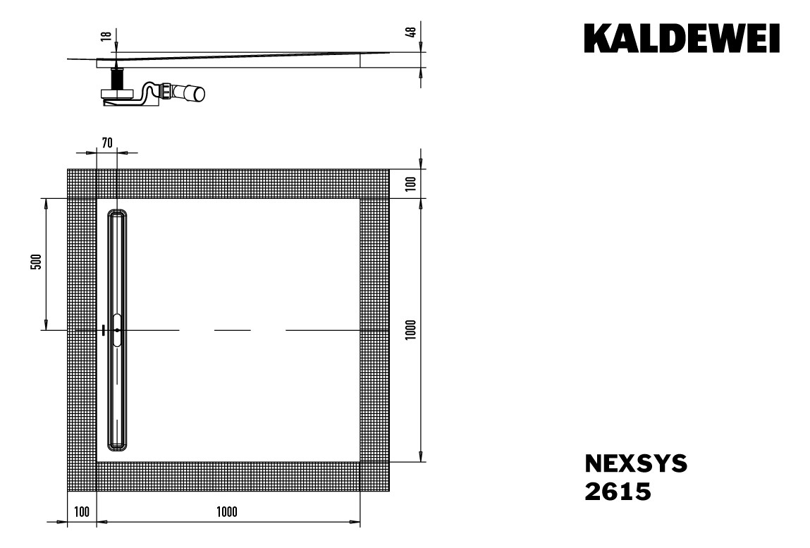 Kaldewei Duschwanne NEXSYS 2615 100x100cm, bodeneben, Perl-Effekt, weiß