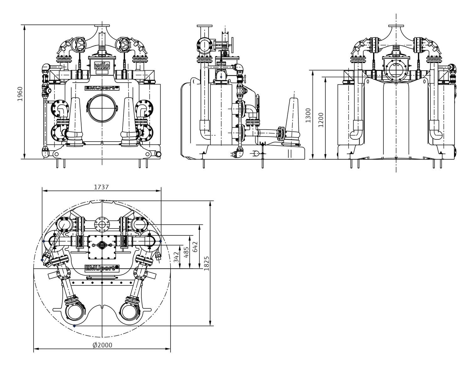 Wilo Abwasser-Hebeanlage EMUport CORE 45.2-25/540