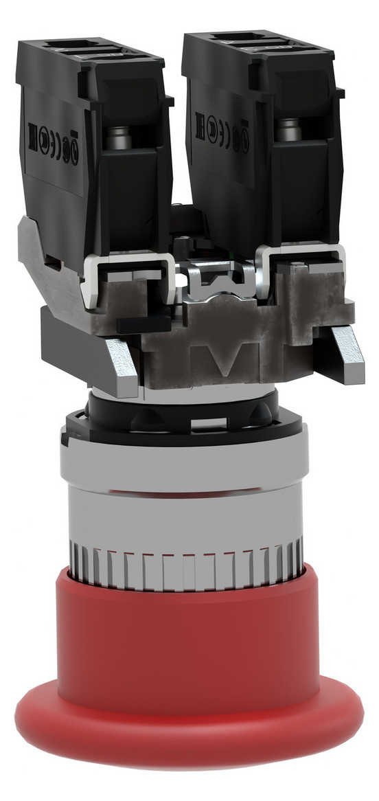 Not-Aus Taster EB IP66 ZugEntr 1S 1Ö Ø22,5mm Einb Schraub