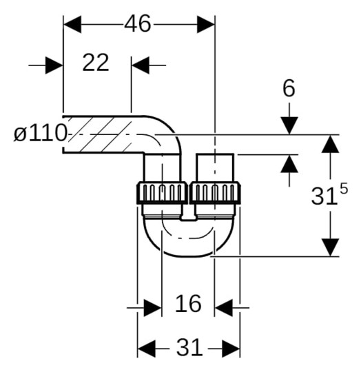 Geberit Rohrbogen-Geruchsverschluss PE DN 100, PE-HD