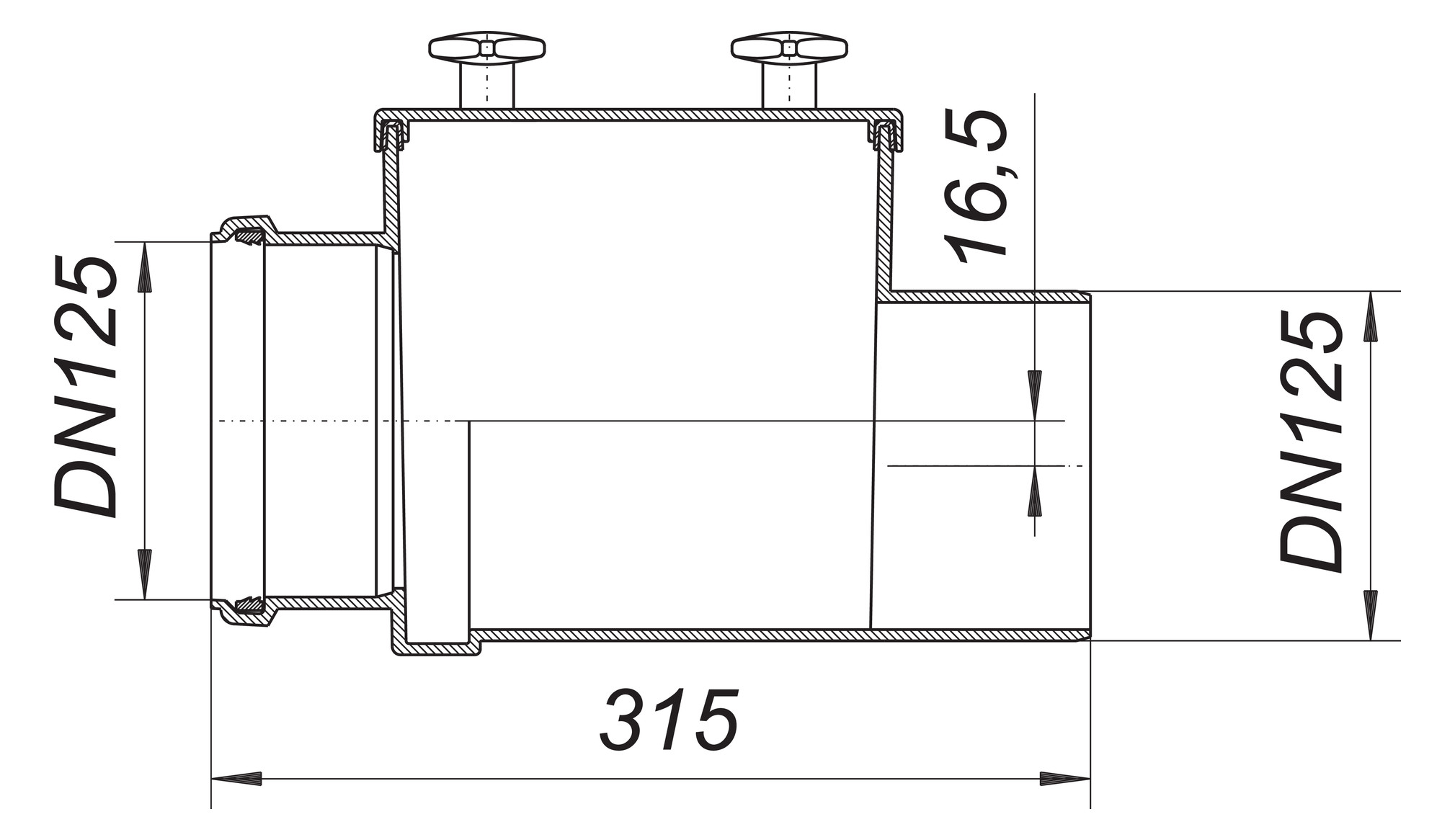 Dallmer Reinigungsrohr Stausafe R DN 125