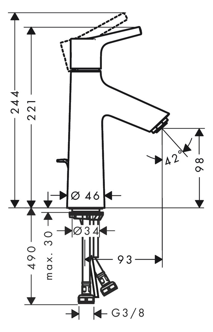 hansgrohe Waschtisch-Einhebelmischer 100 Talis S CoolStart mit Zugstangen-Ablaufgarnitur, chrom