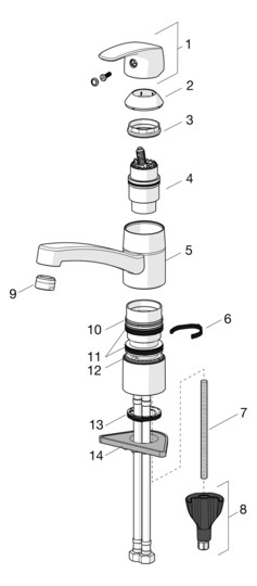 HANSA Spültisch-Einhebelmischer HANSAPINTO ND, schwenkbar, Ausladung 214mm, chrom