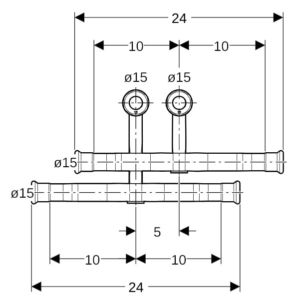 Geberit Anschluss-T-Stück Mapress Ø 15 x 15 mm, für Vor-/Rücklauf, mit Anschlussverschraubung, Kupfer Geberit Anschluss-T-Stück Mapress Ø 15 x 15 mm, für Vor-/Rücklauf, mit Anschlussverschraubung, Kupfer