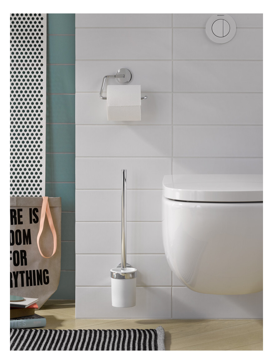 EMCO WC-Bürstengarnitur Round chrom, Wandmodell, Behälter Kristallglas satiniert