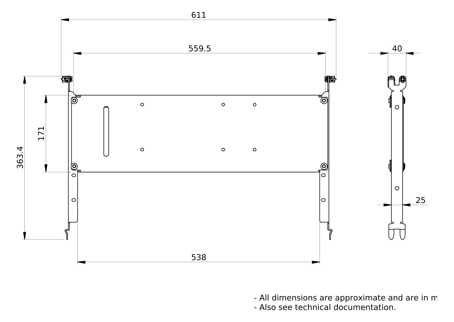 Montageplatte Verteiler ST pulverbesch 30x650mm
