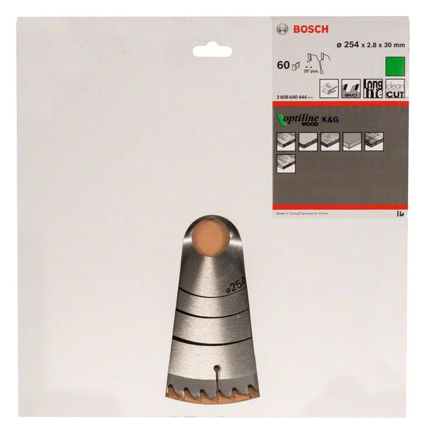 Bild HM-Kreissägeblatt 254x2,8/1,8x30 60Z WZ Bos VE à 1 Stück OptilineWood für Tischsäg - BOSCH-1