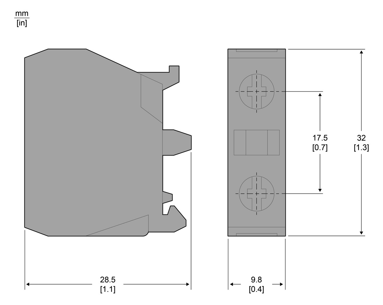 Hilfsschalterblock 1S Frontbef 4A/AC Schraub
