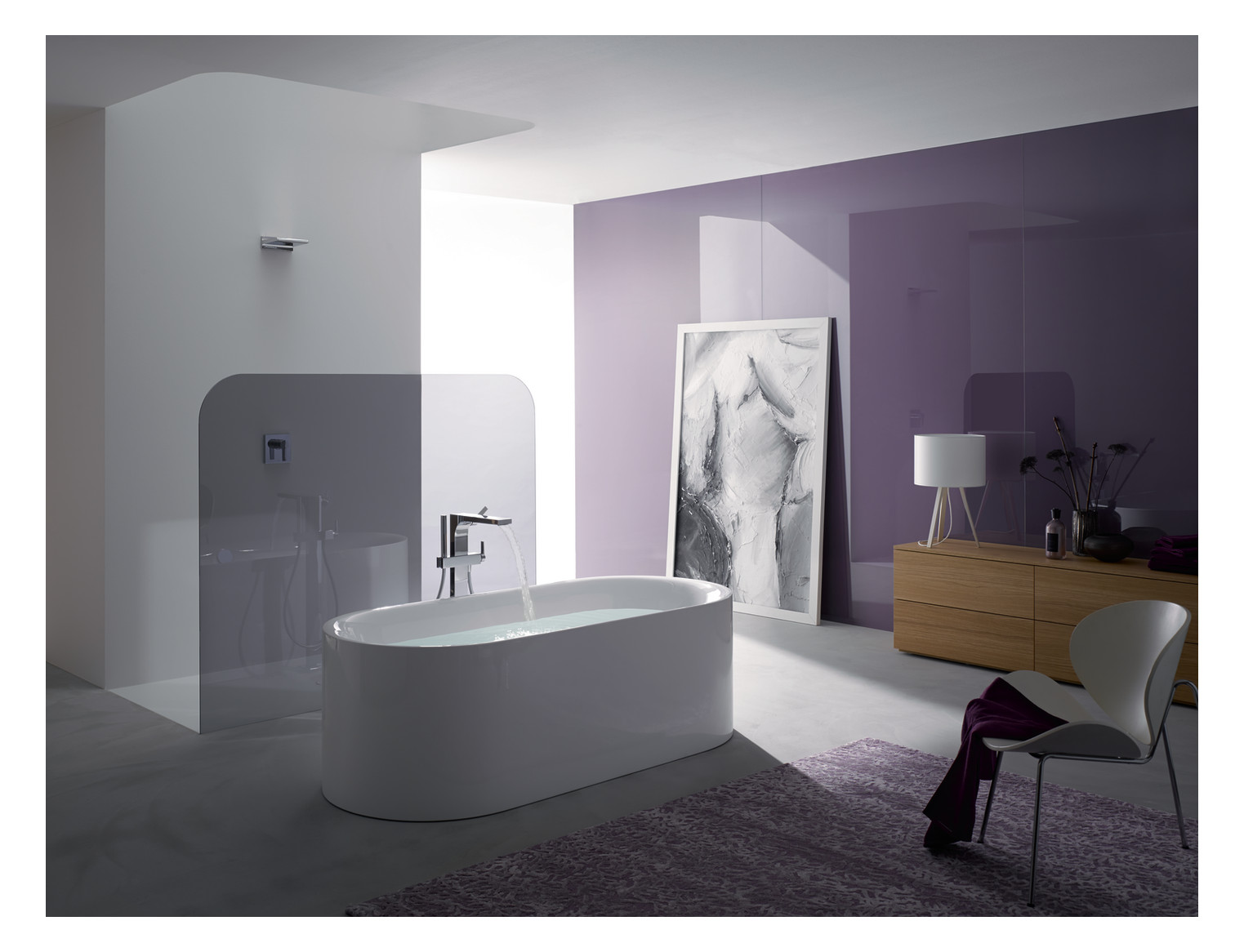 Badewanne BetteLux Oval Silouette-3465 violett, 170x75x45cm, freistehend
