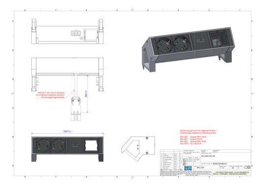 Bachmann DESK2 2xSchuko 1xABD    902.403 