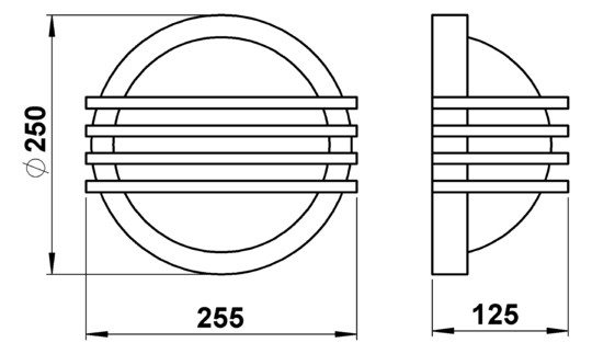 Glasleuchte 75W HV sw IP44 E27 Ø250x125mm