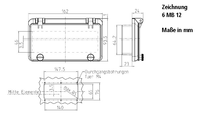 Sichtfenster 94x162x24mm
