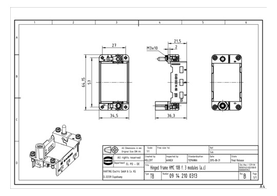 Harting HMC Gelenkrahmen 10B 09142100313 