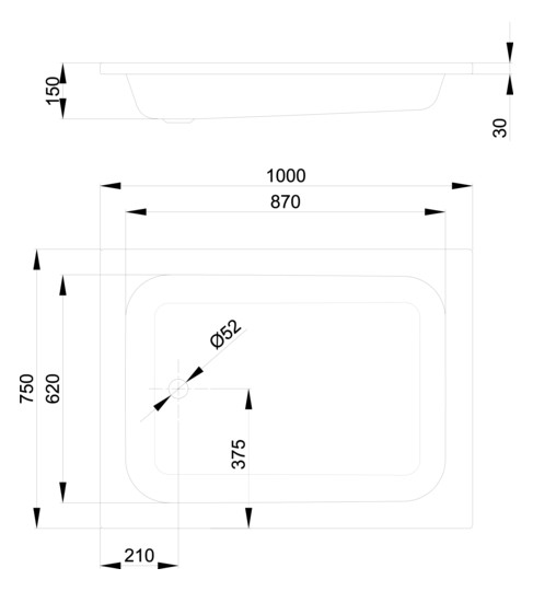 Duschwanne BetteQuinta 100x75x15cm, natura