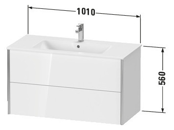 Duravit Waschtisch-Unterschrank XViu 101 x 48 x 56 cm, Eiche terra, 2 Schubkästen, wandhängend, schwarz matt