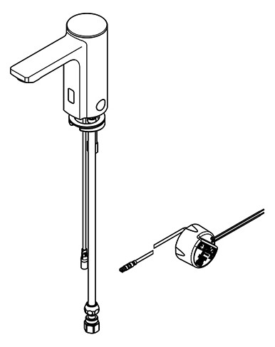 AR Standventil, F5, elek., o. Mischung, 5l, Rohr, UP-Netzteil 230 VAC