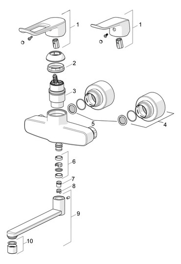 HANSA Waschtisch-Einhebelmischer HANSACLINICA Wandmontage, Bügelhebel, Ausladung 277 mm, chrom